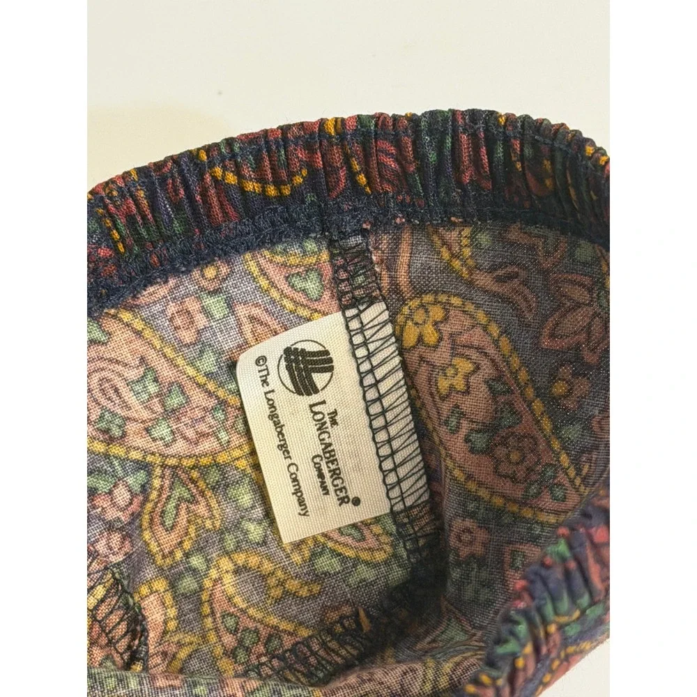 VTG Longaberger Basket Liner Navy Blue Paisley Floral Fabric Cover Accessory NEW